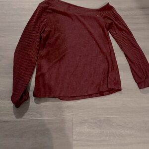 Kaileigh Maroon Ribbed Knit Top